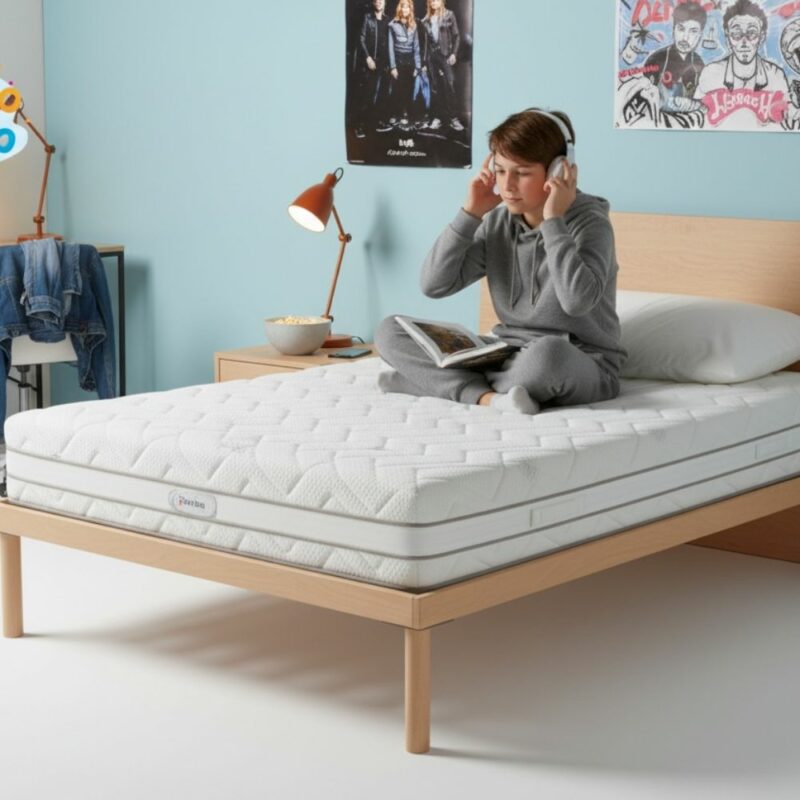 Un adolescent sur le matelas évolutif enfant Primoletto