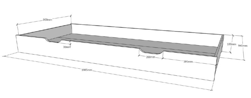 Lit Cabane BLANC avec tiroir 90x200 cm en pin massif – Image 6